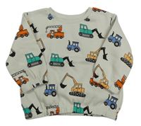Světlešedá oversize mikina s auty Primark