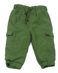 Zelené šusťákové podšité cargo cuff kalhoty Ergee