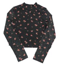 Čierna sieťovaná crop blúzka s kvietkami New Look