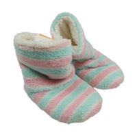 Nové - Mátovo-ružovo-biele kockované pruhované zateplené papučky Primark vel. 38