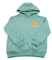 Mátová mikina s nápisom a kapucňou