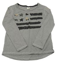 Šedé triko s potiskem vlajky Zara 