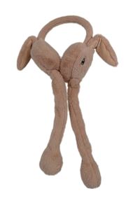 Starorůžové chlupaté klapky na uši se zajíčky 