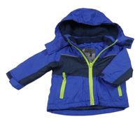 Modro-tmavomodrá šusťáková zimní bunda s odepínací kapucí Papagino