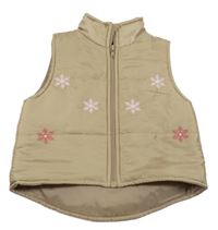 Béžová šušťáková zateplená vesta s vločkami C&A