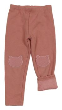 Lososové zateplené legíny s medvídky Next 