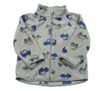 Šedá fleecová propínací mikina s auty H&M