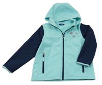 Tyrkysovo-tmavomodrá softshellová bunda s kapucí Seasons