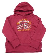 Fuchsiová mikina s nápisom a kapucňou Tom Tailor