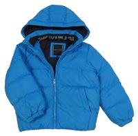 Azurová šušťáková prešívaná zimná bunda s kapucňou Tommy Hilfiger