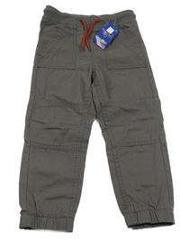 Nové - Hnedé plátenné podšité nohavice Lupilu