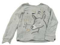 Sivá plyšová mikina so srnkou C&A