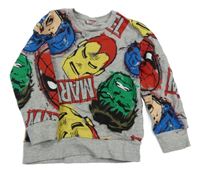 Sivá mikina s hrdinami Marvel