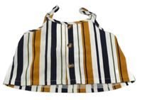 Farebný pruhovaný crop blúzková ý top s gombíky Shein