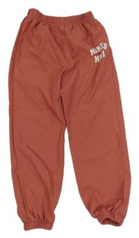 Rezavé šusťákové cuff kalhoty s nápisem 