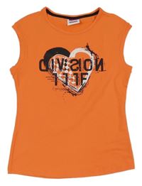 Oranžové športové tričko so srdiečkom a nápisom Yigga