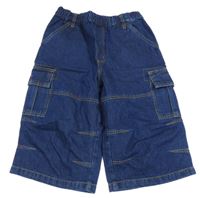 Tmavomodré riflové cargo kraťasy 