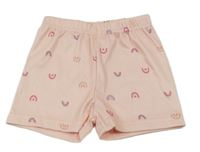 Svetloružové rebrované kraťasy s duhami