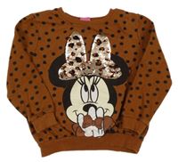 Medová oversize mikina s Minnií a bodkami Disney