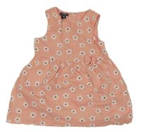 Broskvové plátenné kvetované šaty s mašlou Kiabi