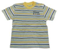 Barevné pruhované tričko s nápisem 