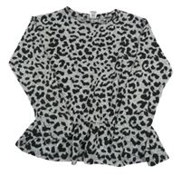 Sivo-čierny vzorovaný ľahký peplum sveter Tu