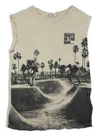 Béžové tielko so skateboardisty Chapter young