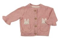 Světlerůžový propínací svetr se zajíčky Mothercare