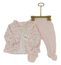 Nové - 2set - Bílé květované triko + světlerůžové polodupky Mintiny