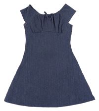 Tmavomodré vzorované ľahké šaty s mašlou Primark