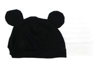 Černá bavlněná čepice s oušky H&M