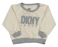 Smetanovo-sivá oversize mikina s logom DKNY