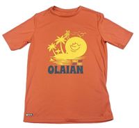 Tehlové UV tričko so sluncem a palmami OLAIAN