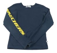 Tmavomodré triko s logem SKECHERS