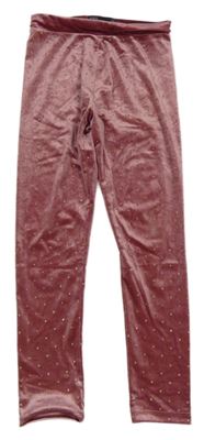 Starorůžovo-zlaté puntíkaté sametové legíny M&S