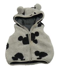 Sivá huňatá zateplená vesta s Mickeym a kapucňou George