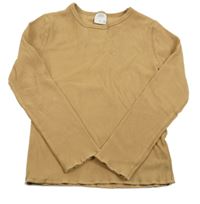 Hnědobéžové rebrované tričko ZARA