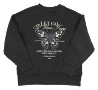 Čiernošedá mikina s motýlkom a nápismi Matalan