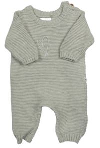 Světlešedý melírovaný žebrovaný pletený overal se srdíčkem F&F