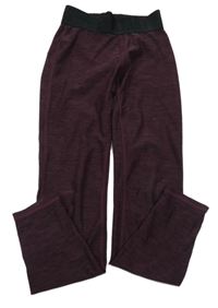 Tmavovínovo-černé melírované sportovní běžecké legíny s nápisy H&M