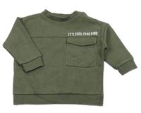 Khaki mikina s nápisom a vreckom F&F