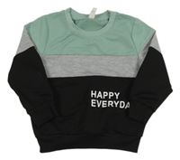 Čierno-sivo-olivová mikina s nápismi