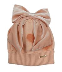 Broskvová čepice se srdíčky a mašlí RIVER ISLAND