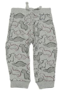 Sivé melírované tepláky s dinosaurami George