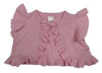 Ružová pletená prepínaci vesta s mašlou a volánikmi Next