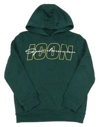 Smaragdová mikina s nápismi a vreckom a kapucňou PRIMARK