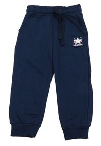 Tmavomodré tepláky s hvězdičkami a nápisem