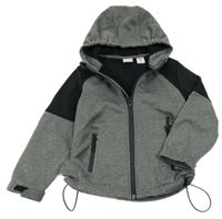 Sivo-čierna melírovaná softshellová bunda s kapucňou L&D