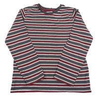 Tmavošedo-vínovo-svetlosivé pruhované tričko Nutmeg