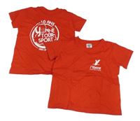 2x - Červené tričko s nápismi a smajlíkom